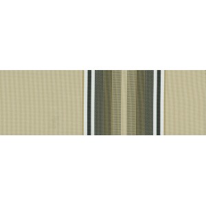 Dettaglio di una tenda da sole laterale t.b.t. beige con motivo a righe.