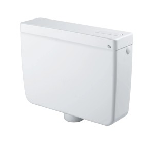 Cassetta WC bianca, dettaglio.