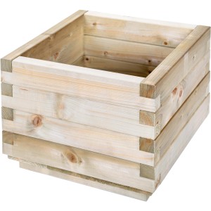 Fioriera da esterno in legno, finitura naturale.