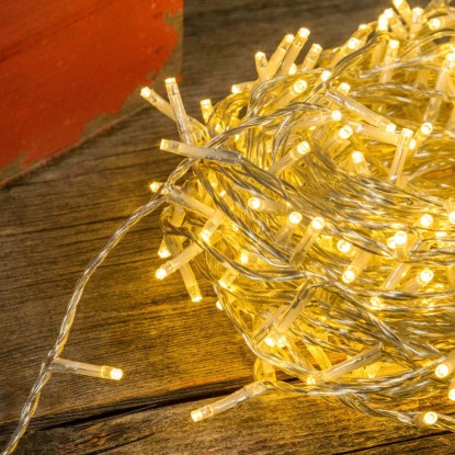 Catena luminosa 600 LED 8 giochi di luce bianco caldo 26,5 m