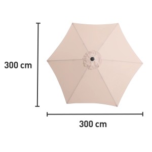 Copertura di ricambio beige per ombrellone Honolulu, rotondo, Ø 300 cm, dall'alto.