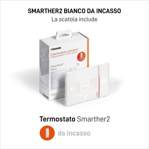 Termostato Smarther2 bianco da incasso con confezione.