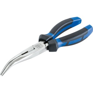 Pinza a telefono LUX Classic, 200 mm, piegata, con manico bicomponente blu e nero.