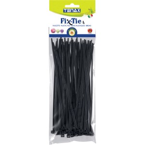 Fascette stringicavo nere in sacchetto trasparente, adatte per il giardinaggio.