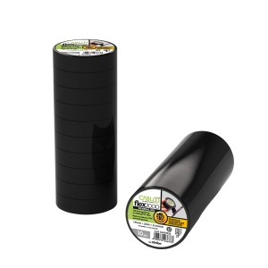 Nastro isolante nero, confezione da 10, per installazioni elettriche.