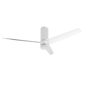 Ventilatore da soffitto bianco a tre pale per una temperatura ambiente confortevole.