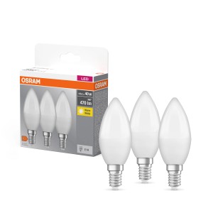 Osram LED E14 a candela 4,9W, set da 3. Luce bianca calda per ambienti domestici.