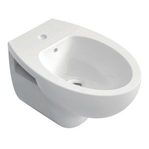 Bidet sospeso bianco di t.b.t. in ceramica, vista frontale.