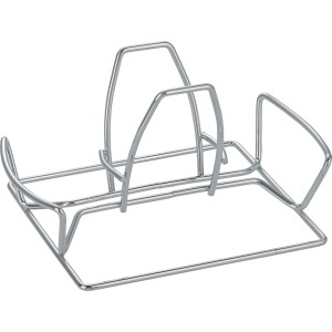 Accessorio barbecue: Porta pollo in metallo cromato per grigliare.