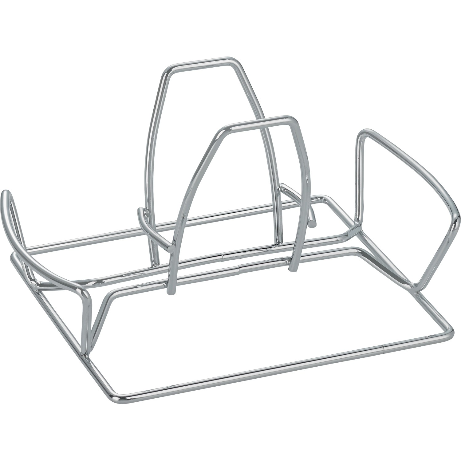 Accessorio barbecue: Porta pollo in metallo cromato per grigliare.