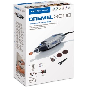 Set mini utensile Dremel 3000 nella confezione con accessori.
