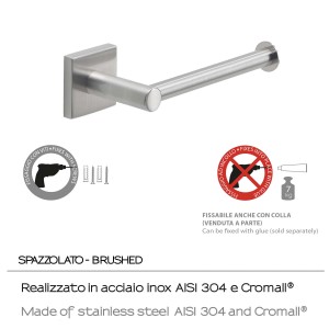 Porta carta igienica t.b.t. in acciaio inox spazzolato.