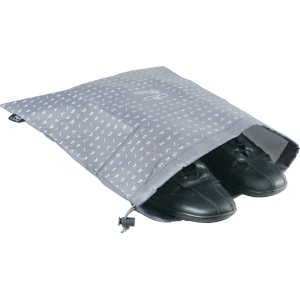 Sacchetto per scarpe grigio con scarpe, organizer per armadio.