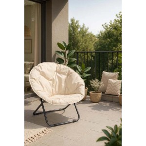 Poltrona in acciaio e poliestere Moon 82x14x82 cm beige