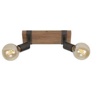 Faretto t.b.t. color legno con due luci per un'illuminazione d'atmosfera.
