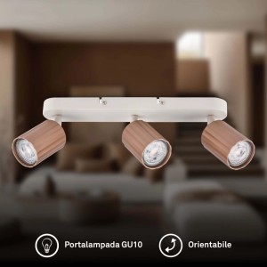 Faretto LED Skaft 3 luci orientabili 32x6x8,5 cm grigio