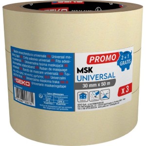 Tre rotoli di nastro adesivo t.b.t., 30mm x 50m, per interni, come nastro di copertura.