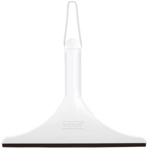 Wenko tergivetro bagno Filo, bianco con labbro in gomma nero e passante.