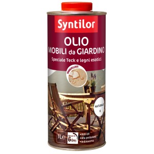 Olio per legno Syntilor per mobili da giardino, 1 litro. Olio per teak e legni esotici.
