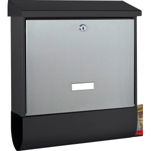 Cassetta postale Burg Wächter Black & Steel London con vano portagiornali.