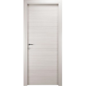 Porta interna chiara con set maniglia. Anta effetto legno, adatta a qualsiasi spazio abitativo.