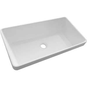 Lavandino da incasso rettangolare bianco.