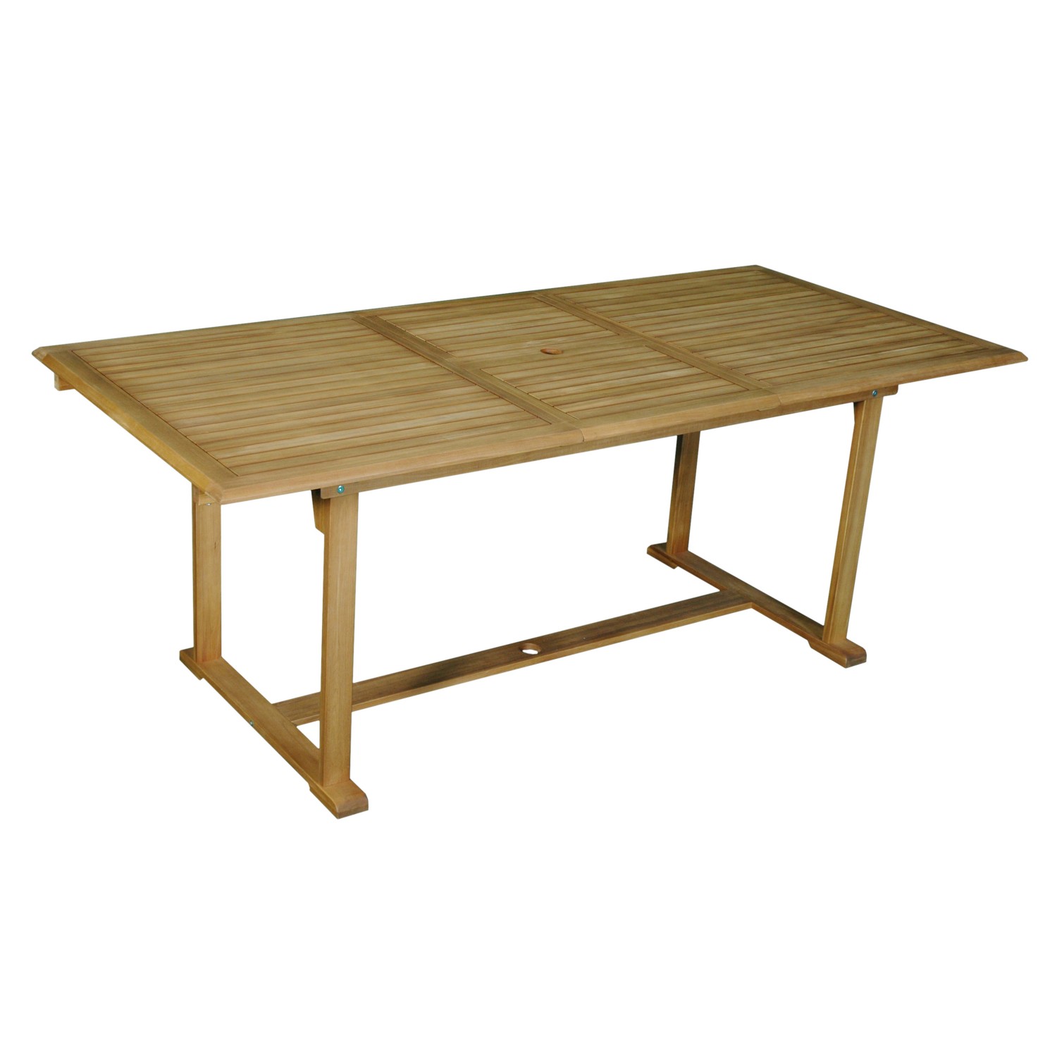 Tavolo da giardino rettangolare t.b.t. in legno con design a listelli.