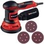Levigatrice eccentrica Einhell TC-RS 425 E con sacchetto raccoglipolvere e carta vetrata.