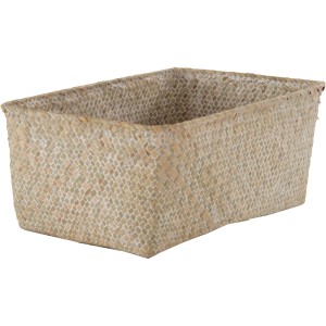 Cesto rettangolare in alghe marine per accessori mobili bagno.