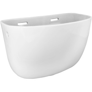 WC a cassetta t.b.t. in ceramica bianca con sospensione per montaggio a parete.