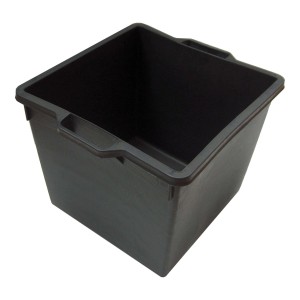 Secchio per malta/contenitore da costruzione quadrato nero in plastica con maniglie.
