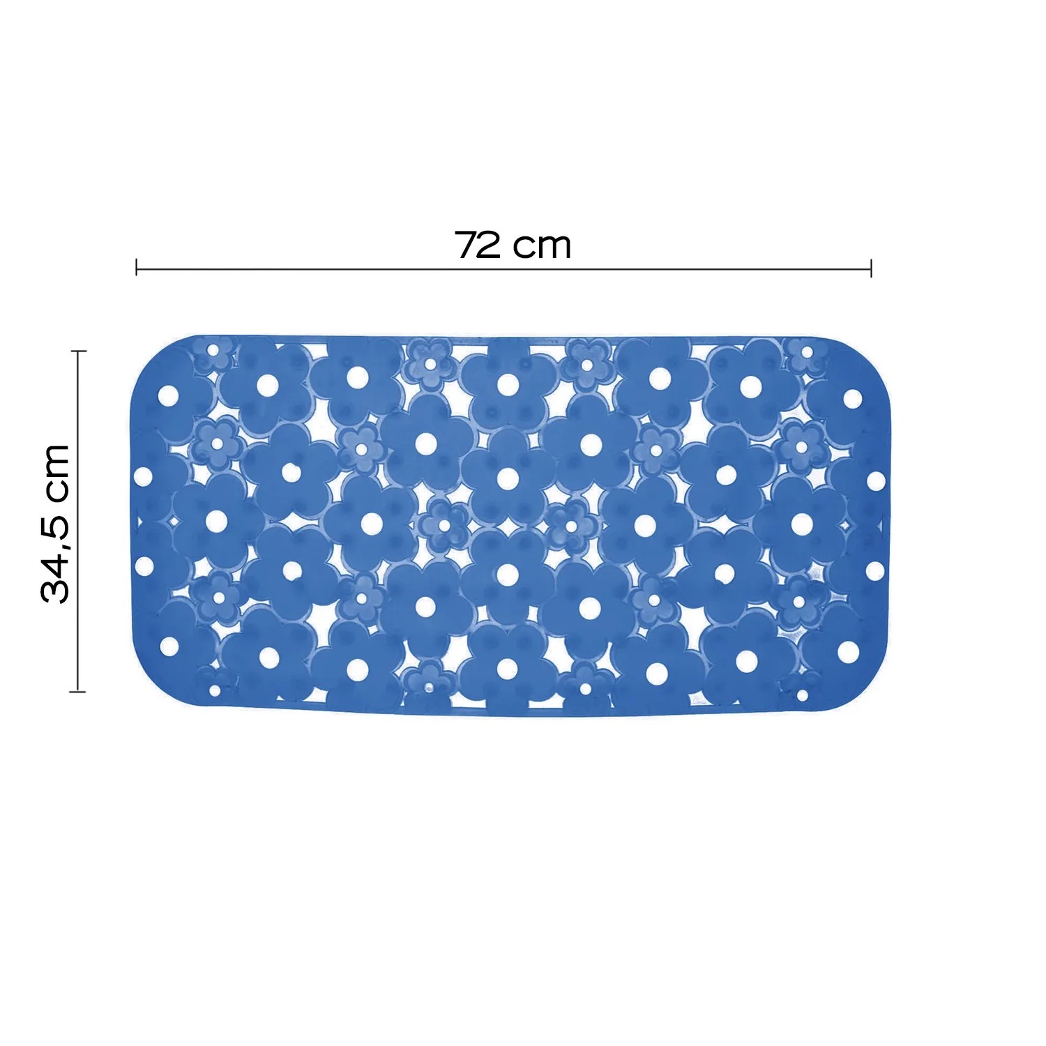 Tappetino doccia blu con motivo floreale, 72x34,5 cm, per una maggiore sicurezza nella doccia.