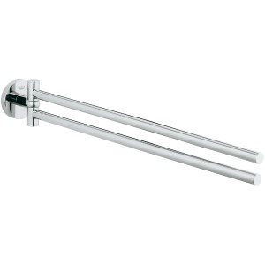 Portasciugamani Grohe Essentials in metallo argentato con due bracci orientabili.