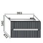 Disegno tecnico di un mobile lavabo t.b.t. con dimensioni per l'arredo bagno.