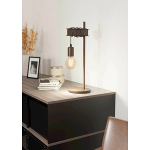 Lampada da tavolo vintage Townshend 4 nero-marrone di Eglo con attacco E27 e design antico.