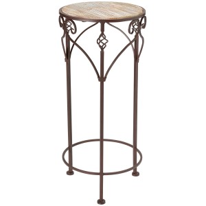 Portafiori in metallo e legno, Ø 32 cm, altezza 71 cm, per giardino e interni.