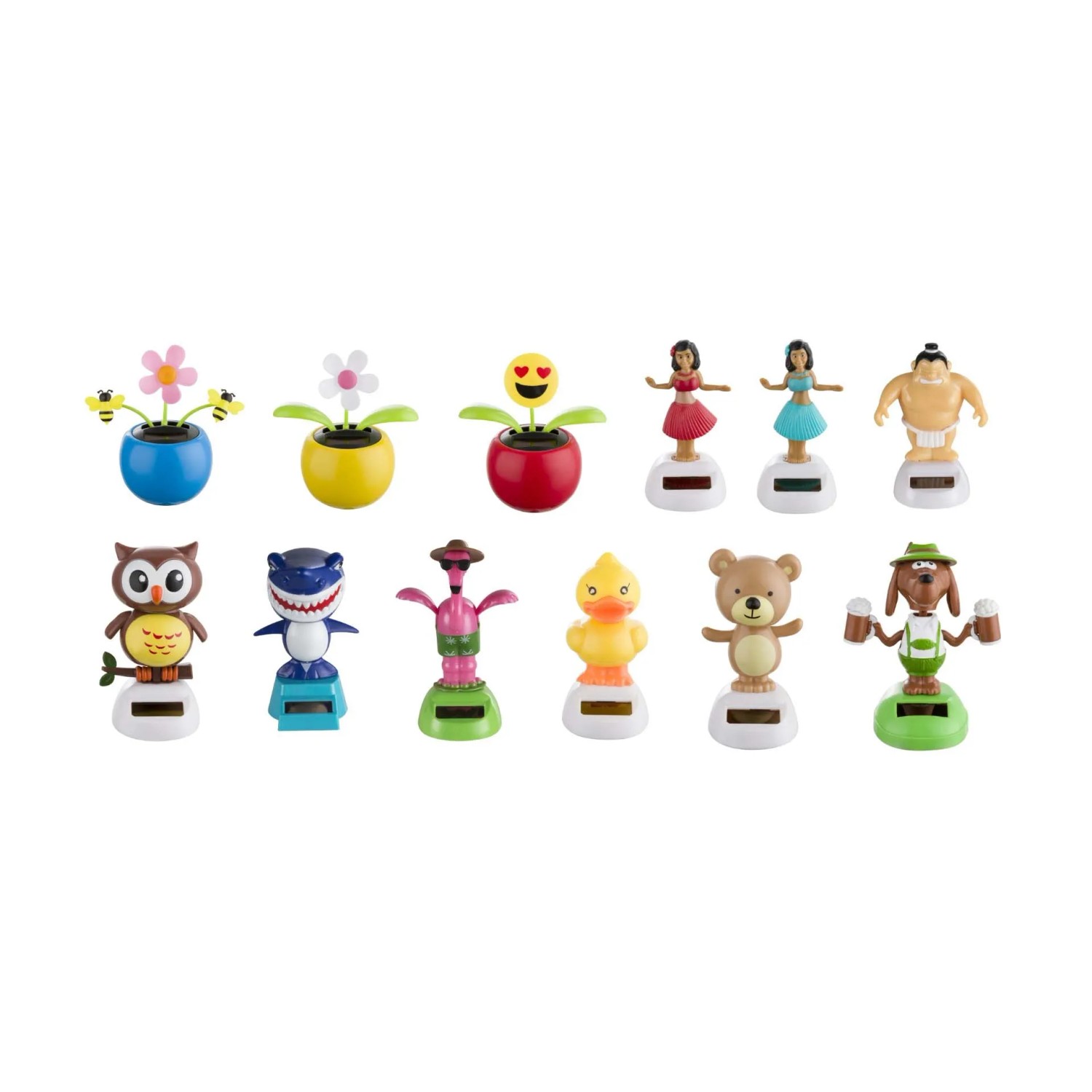 Figure solari decorative: fiori, animali e personaggi come decorazioni divertenti per davanzali o tavoli.