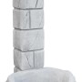 Colonna fontana da giardino grigia con rubinetto per uso esterno.