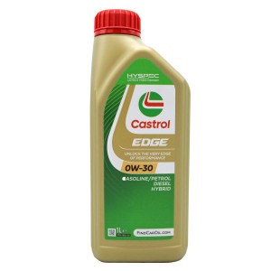 Olio motore Castrol Edge 0W-30 per motori benzina, diesel e ibridi.