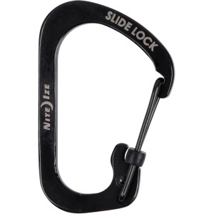 Moschettone Nite Ize Slide Lock nero, taglia 2, con chiusura a filo e Slidelock.