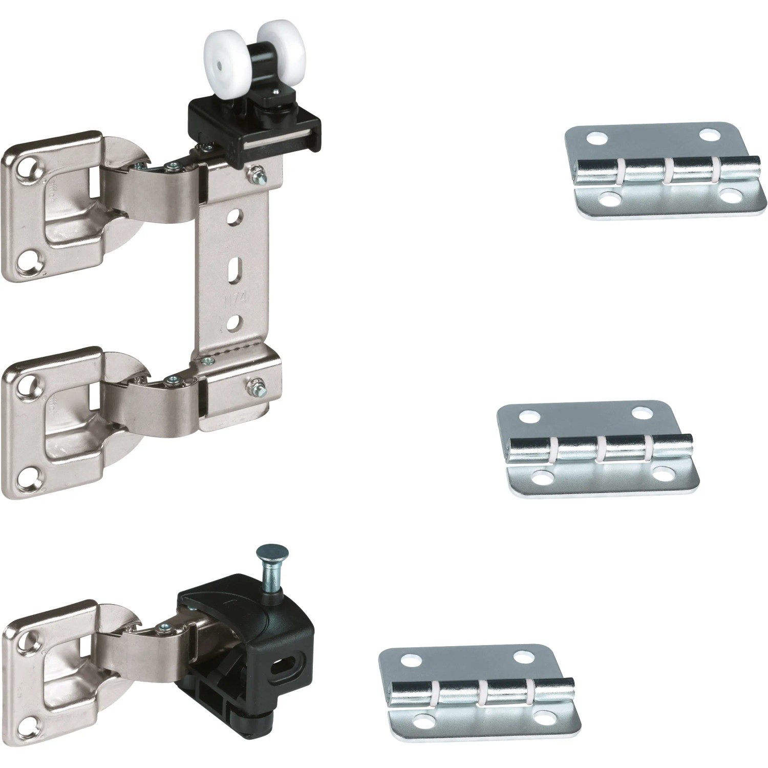 Kit di montaggio WingLine 6 per anta a libro, ferramenta per scorrevoli con cerniere e guida.