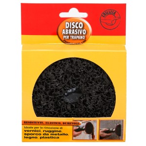 t.b.t. Disco abrasivo per trapano, vello abrasivo nero in scatola gialla.