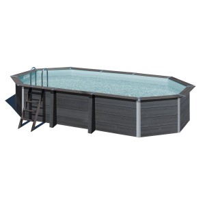 Piscina ovale Gre Composite Avantgarde, 664x386x124 cm, con scaletta. Piscina WPC per giardino.