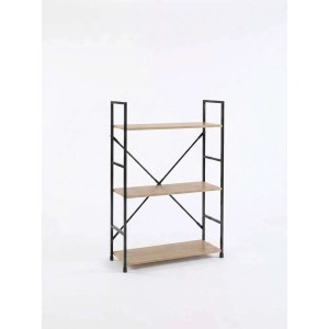 Scaffale in metallo e truciolare 3 ripiani 589x24x80 cm nero