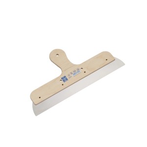 Spatola LUX in acciaio inox, 40 cm, con manico in legno per muratura e piastrelle.