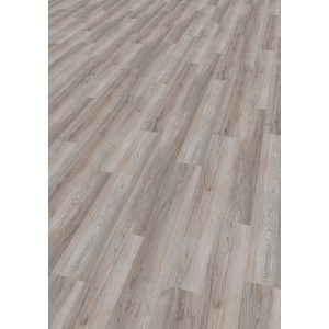 Pavimento laminato Comfort Quercia Antico Grigio 7 mm posato con struttura in legno.