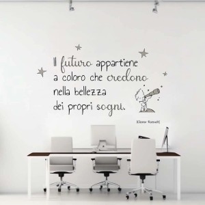 Adesivo da parete con citazione "Il futuro appartiene a coloro che credono nella bellezza dei propri sogni".