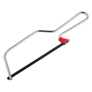 Seghetto per metalli t.b.t. con telaio cromato e manico rosso.