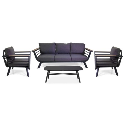 Salotto in alluminio New Riverside antracite con bracciolo in hpl 3 posti