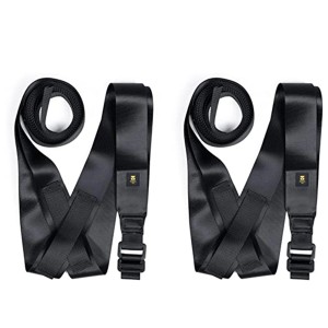 Due cinghie di tensionamento/fissaggio nere t.b.t. con fibbia in metallo per una presa sicura.